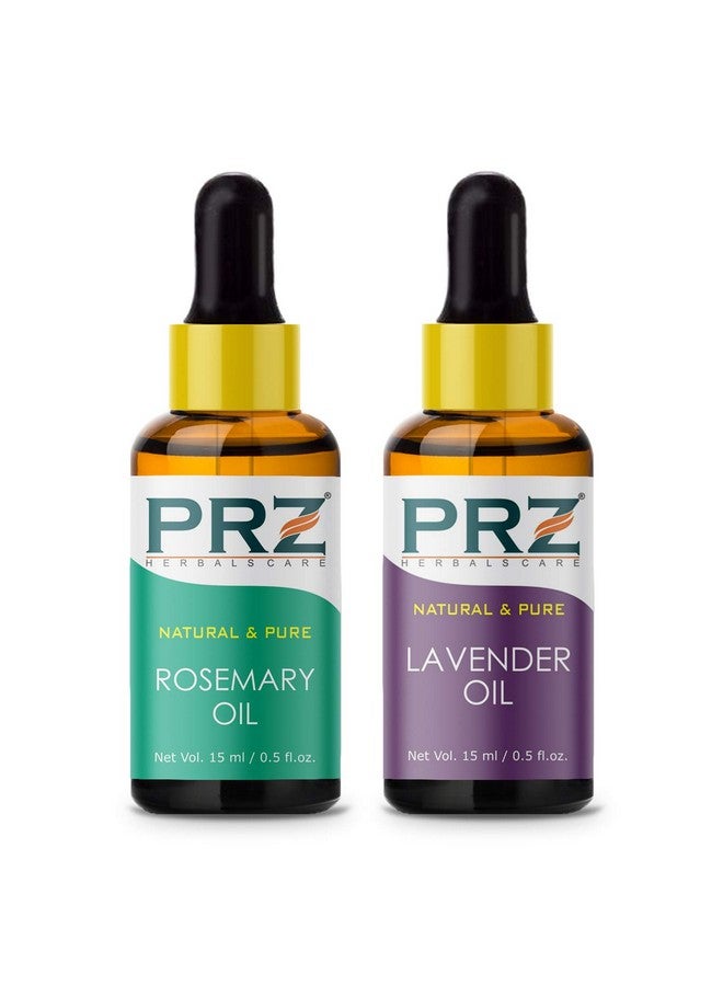 PRZ Combo Of Rosemary & Lavender Essential Oil 100% Pure Natural & Therapeutic Grade Oil For Aromatherapy Body Massage Skin Care & Hair Growth (15Ml Each) - Image 1