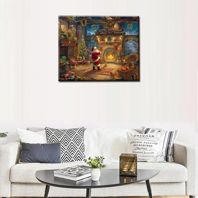 Tucocoo Happy Christmas Paint by Number for Adults Canvas Christmas Celebration Party Painting Kit Include Acrylic PaintsPaintbrushChristmas Gnome Art Home Wall Decor16x20inch No Frame - Image 4