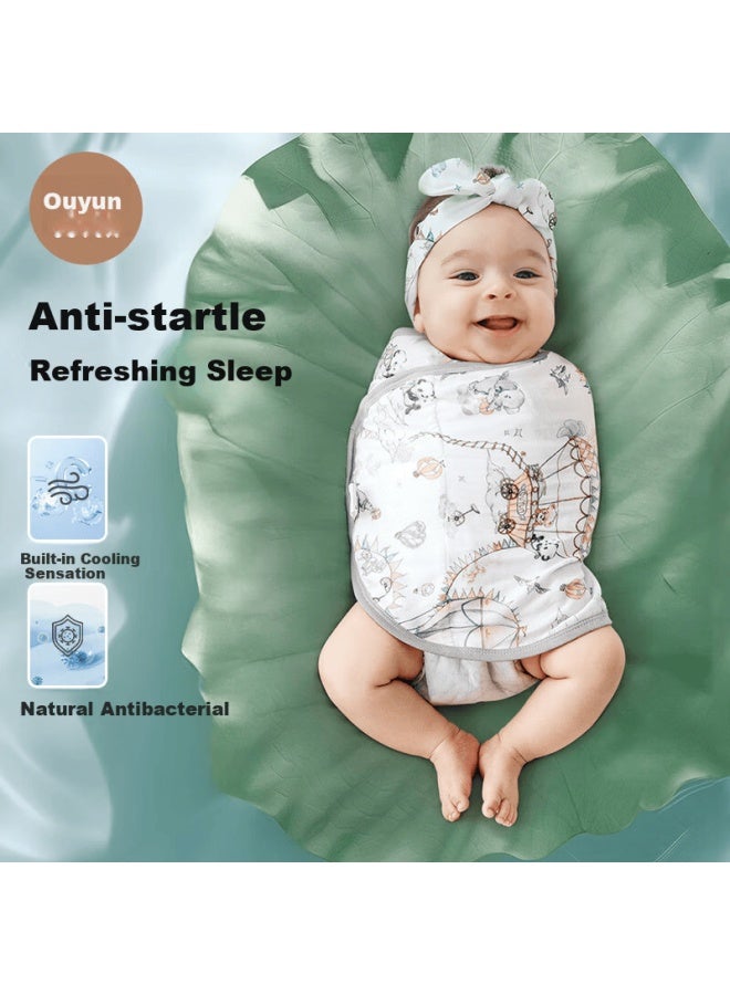 Ouyun Newborn Anti-startle Swaddle Blanket Baby Thin Cotton Bamboo Cotton Gauze Wrap Baby Floral Bird 80cm - Image 2