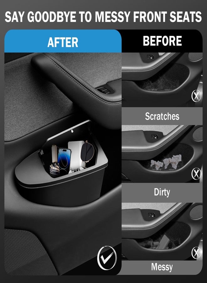 Abystar Door Built-in Hidden Storage Organizer for Tesla Model y Juniper 2026, Front‑Seat Car Garbage Bin with Push‑Open Lid, Premium Waterproof ABS Door Organizer Insert Accessories - Image 4