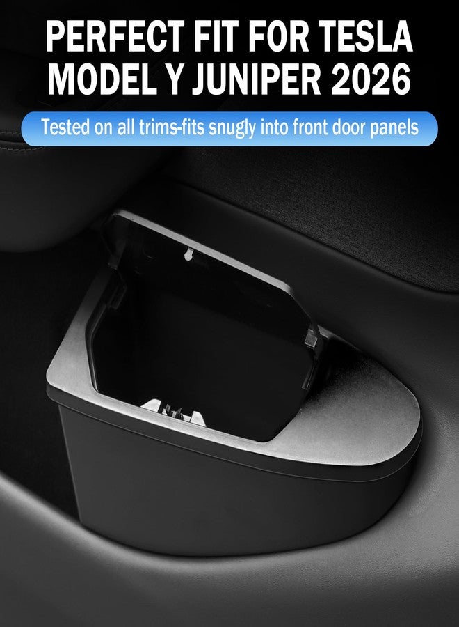 Abystar Door Built-in Hidden Storage Organizer for Tesla Model y Juniper 2026, Front‑Seat Car Garbage Bin with Push‑Open Lid, Premium Waterproof ABS Door Organizer Insert Accessories - Image 2