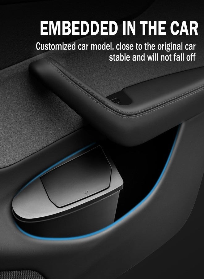 Abystar Door Built-in Hidden Storage Organizer for Tesla Model y Juniper 2026, Front‑Seat Car Garbage Bin with Push‑Open Lid, Premium Waterproof ABS Door Organizer Insert Accessories - Image 3