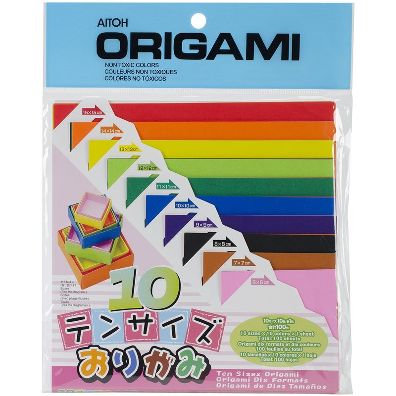Aitoh Origami Paper 100/Pkg, Assorted Colors & Sizes - Image 2