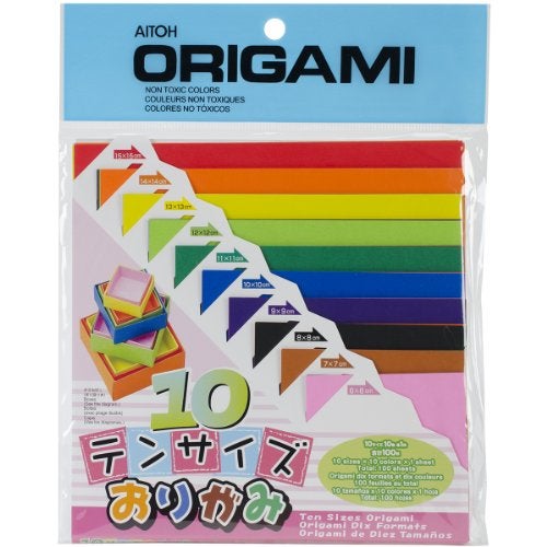 Aitoh Origami Paper 100/Pkg, Assorted Colors & Sizes - Image 1