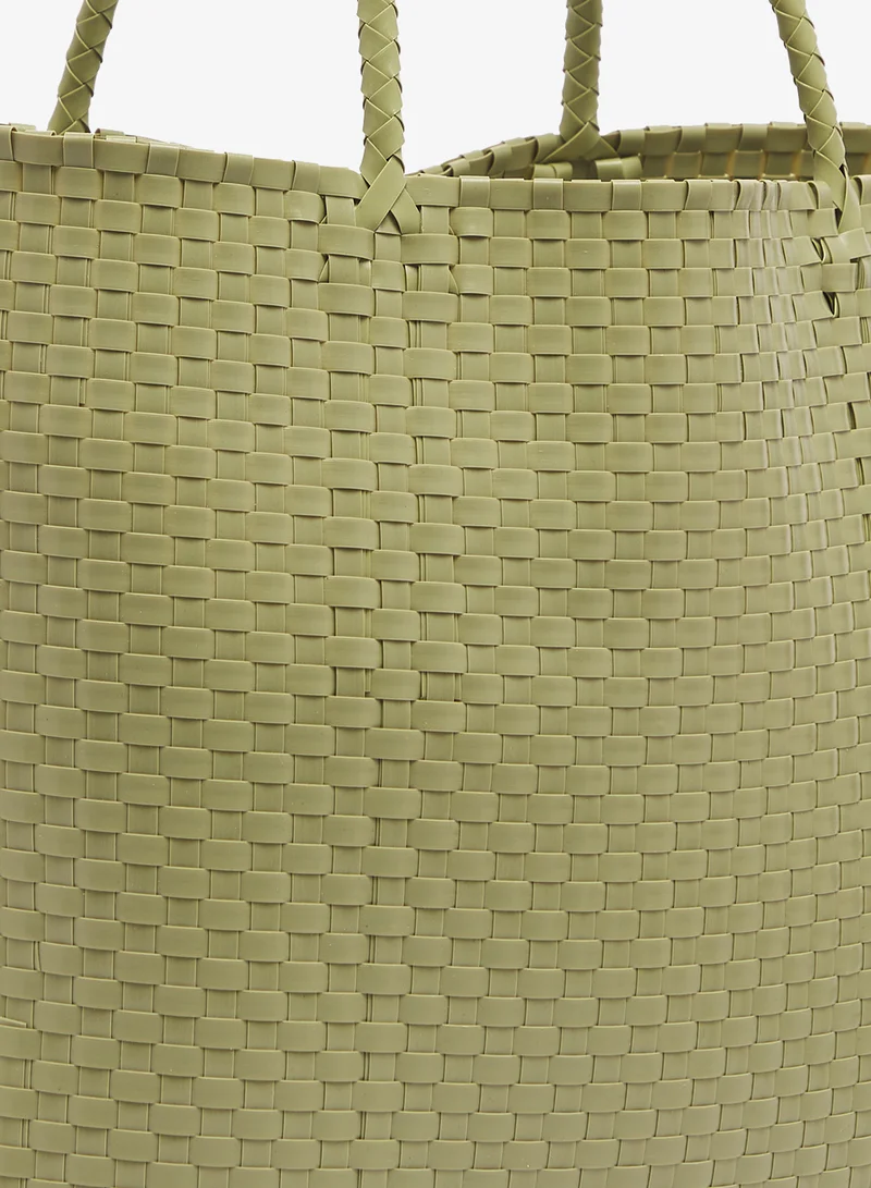 ELLA Green Woven Texture Handle Tote for Women | Best Price UAE