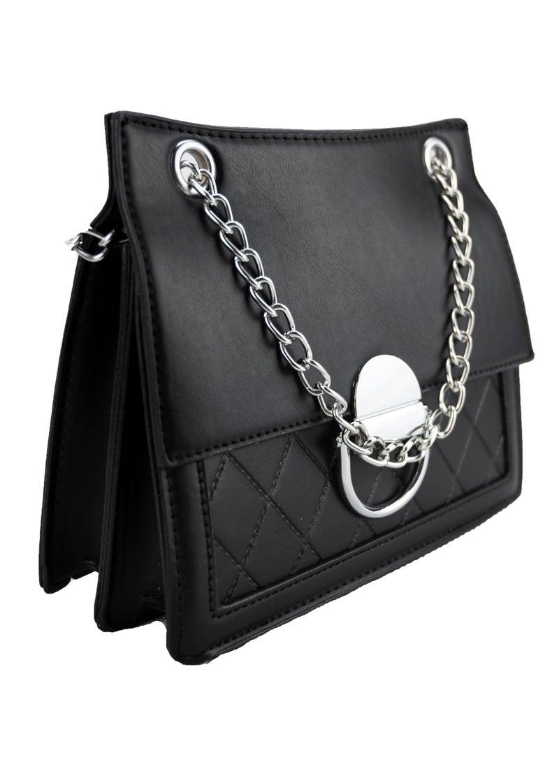 حقائب يد بحزام على شكل سلسلة ومغلفة عبر الجسم للنساء حقائب نسائية عصرية عتيقة حقيبة سوداء غير رسمية - Image 2