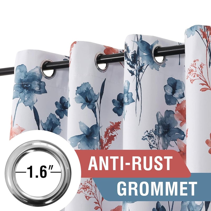 BFAM Floral Print 100% Blackout Curtain with Black Linning at Back, Floral Print Curtains for Living Room/Bedroom Thermal Insulated Energey Saving Blossom Curtain, Pack of 1 Curtain - Image 3