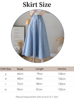 Moovant High-waisted Denim Skirt for Women, Retro Textured Denim Skirt, Slimming A-line Dress, Simple Ruffle Hem Skirt, Ladies Summer Wearing, Blue  - Image 4