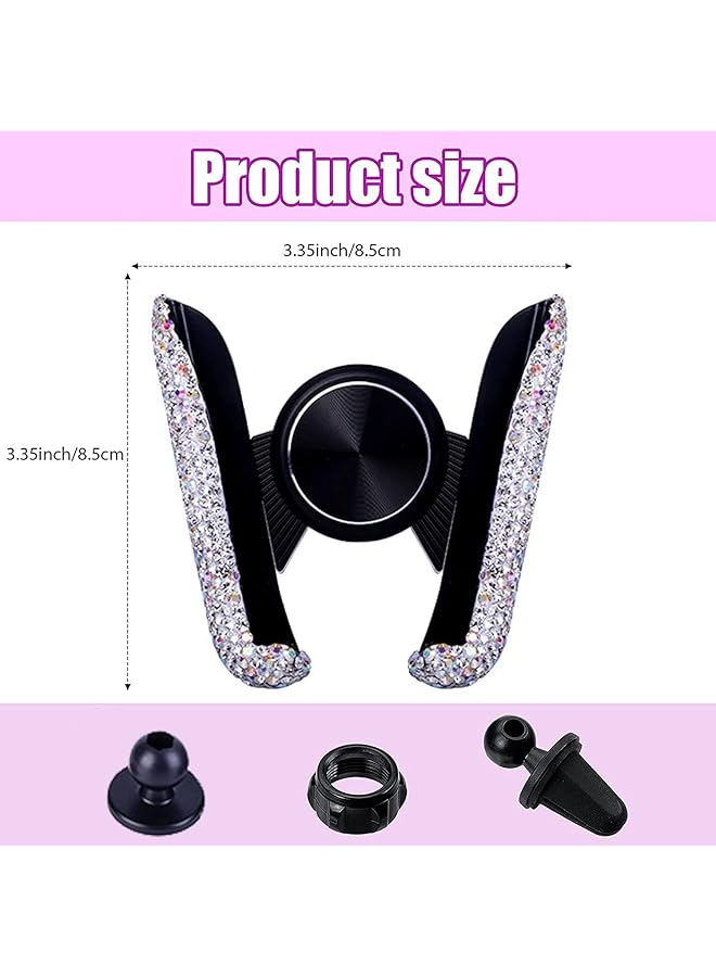KASTWAVE Bling Car Phone Holder Mini Car Dash Air Vent Automatic Phone Mount Universal, 360°Adjustable And Stable Triangle Support, Crystal Auto Car Stand Phone Holder Accessories For Women And Girls (Pink) - Image 5
