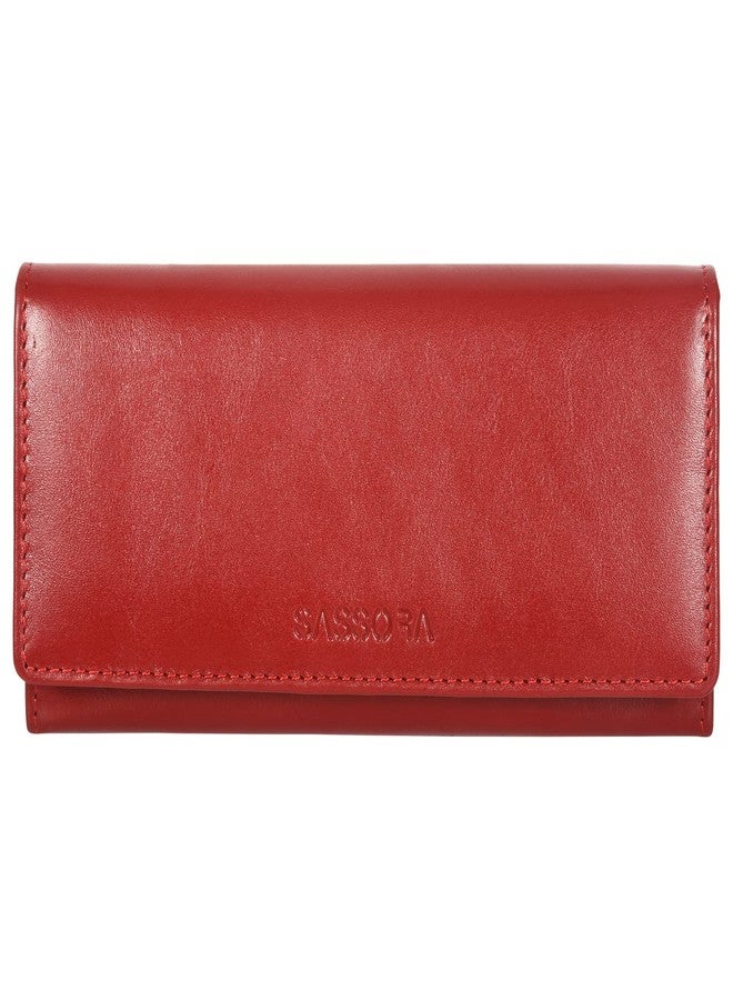 Sassora Genuine Leather Red RFID Protected Purse (5 Card Holders) - Image 1