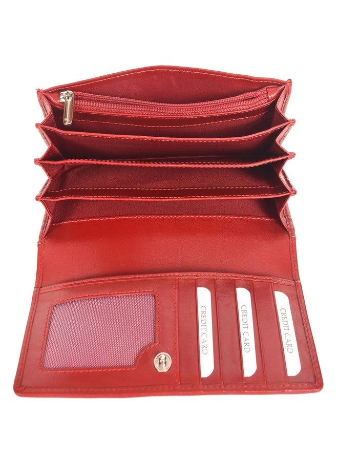 Sassora Genuine Leather Red RFID Protected Purse (5 Card Holders) - Image 3