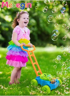Kids Bubble Blower Maker Machine with Mower Body, Bubble Lawn Mower Set with a Bottle of Bubble Solutions, Creative Bubble Toys, Outdoor Toys, Ideal Gift for Kids Aged 3+, 3 AA Batteries Required(Not Included)