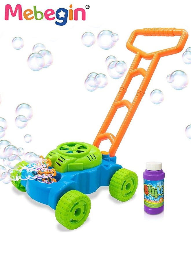 MEBEGIN - Kids Bubble Blower Maker Machine with Mower Body, Bubble Lawn Mower Set with a Bottle of Bubble Solutions, Creative Bubble Toys, Outdoor Toys, Ideal Gift for Kids Aged 3+, 3 AA Batteries Required(Not Included) - Image 1