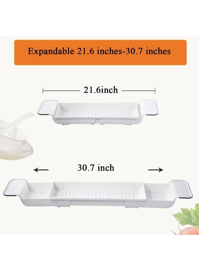 Relex Bathtub Tray Expandable Bath Caddy Storage Rack Multifunctional Bathtub Tub Organizer for Deposit Wash Supplies, Book, Wine, Phone, Bathroom, Shower (Black) - Image 2