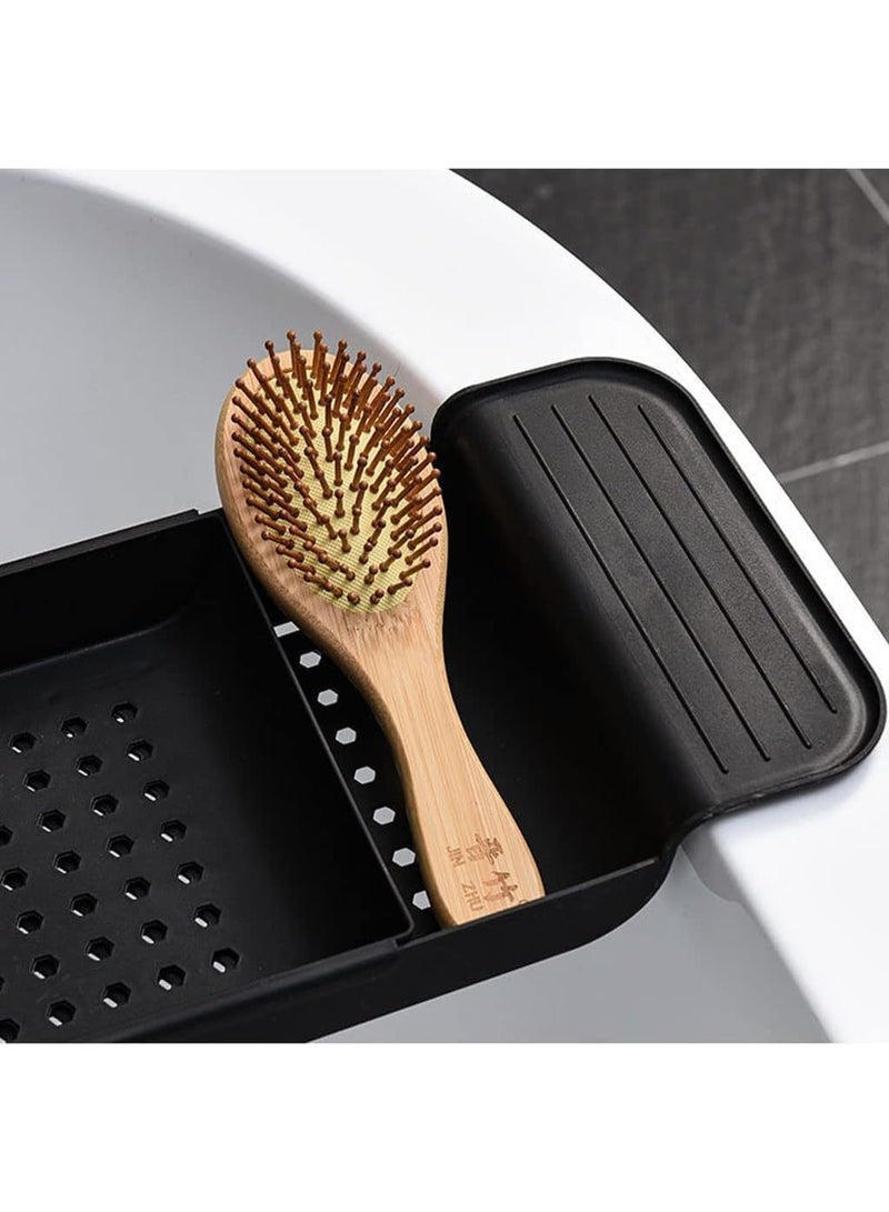 Relex Bathtub Tray Expandable Bath Caddy Storage Rack Multifunctional Bathtub Tub Organizer for Deposit Wash Supplies, Book, Wine, Phone, Bathroom, Shower (Black) - Image 4