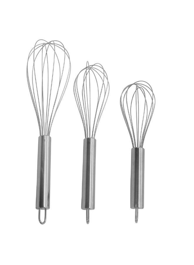 Stainless Steel Whisk, Kitchen Egg Beater Tool for Blending, Whisking, Beating and Stirring, Set of 3 (8 Inch+10 Inch+12 Inch) - Image 1