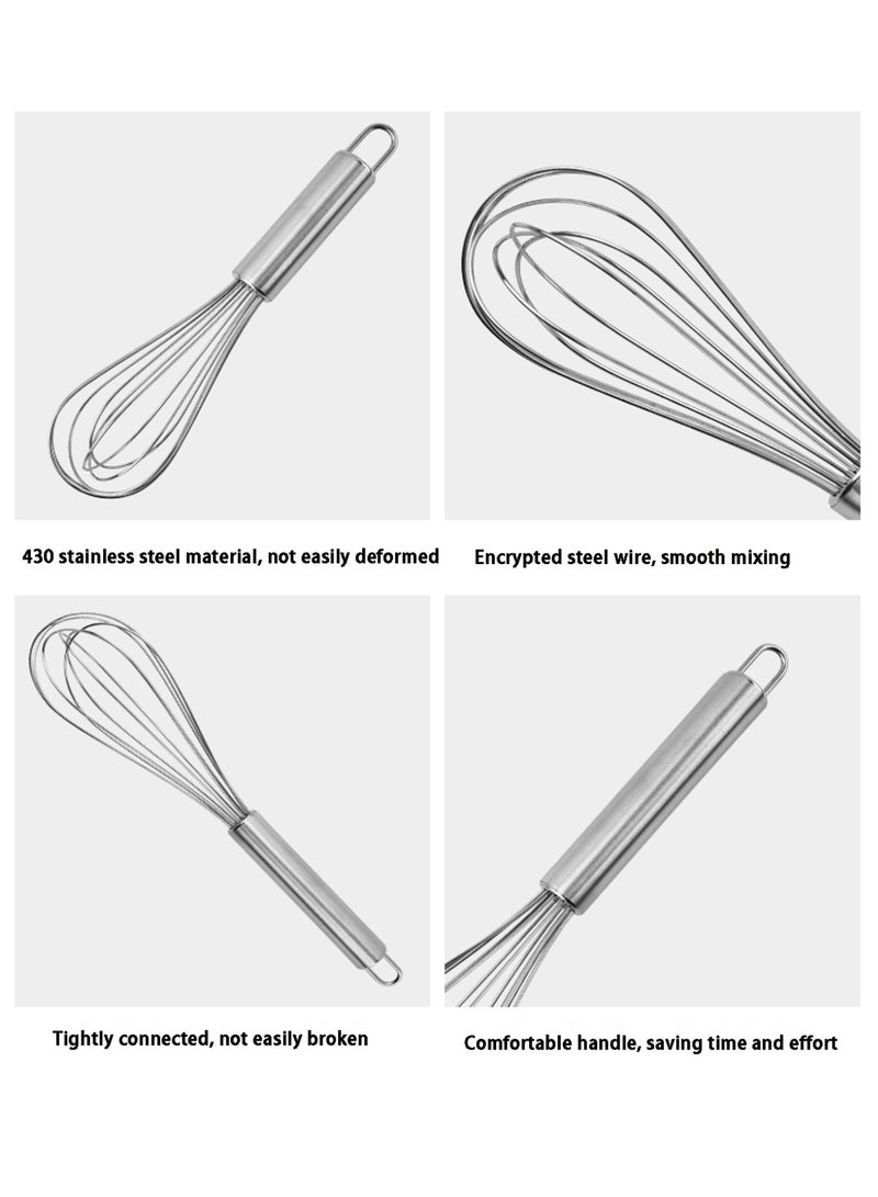 Stainless Steel Whisk, Kitchen Egg Beater Tool for Blending, Whisking, Beating and Stirring, Set of 3 (8 Inch+10 Inch+12 Inch) - Image 4