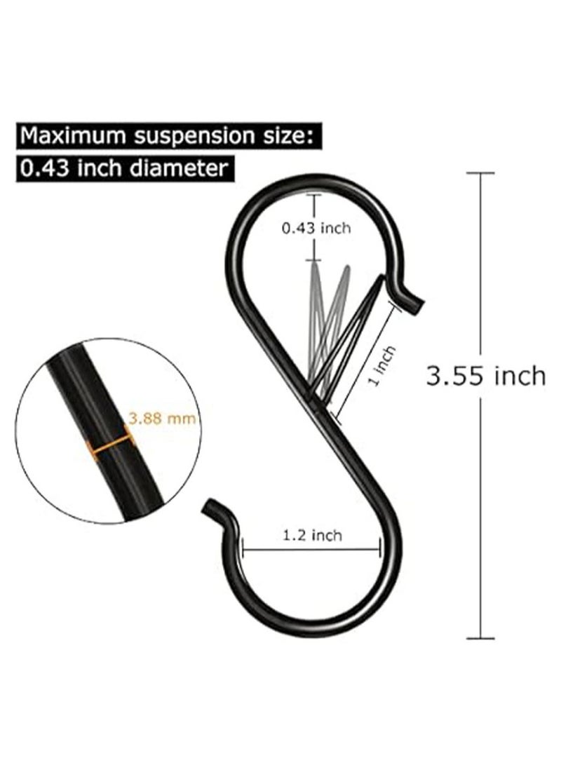8 Pack S Hooks for Hanging, 3.5 inch Heavy Duty S Hooks with Safety Buckle S Shaped Hooks Kitchen Pot Rack Hooks Closet Hooks for Hanging Plants, Clothes, Kitchen Utensil - Image 3