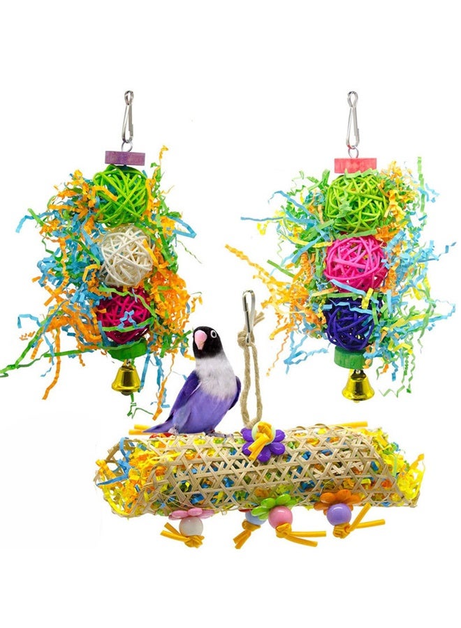 GUSGU 3 Pack Bird Shredder Toys Small Parrot Chewing Toys Parrot Cage Foraging Hanging Toy for Small Bird Parakeets Parrotlets Lovebirds Cockatiels - Image 1