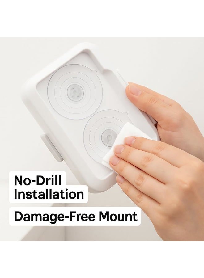 Loo 2-Pack Loo Discreet Flushable Wipes Dispenser with No-Drill Suction Mount - Hygienic Stylish Wet Wipe Holder for Bathroom & Toilet, Reusable Refillable Container - Image 3