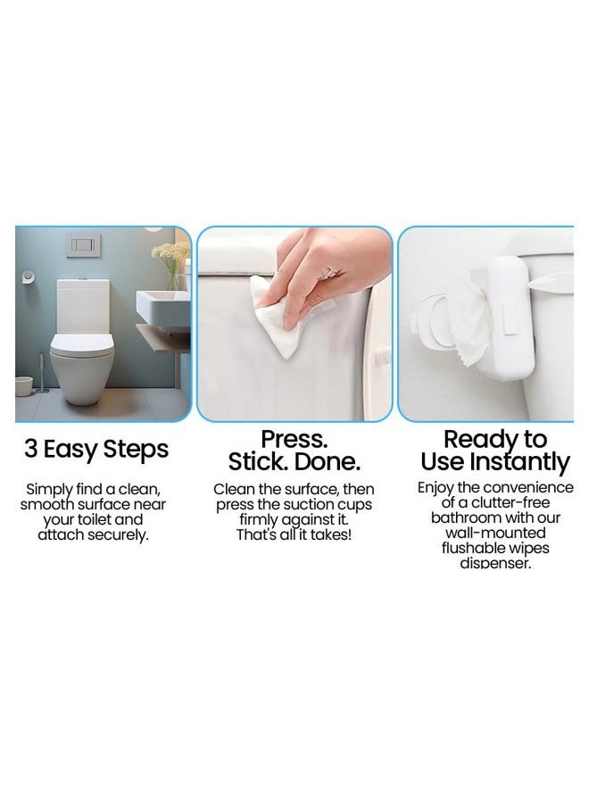 Loo 2-Pack Loo Discreet Flushable Wipes Dispenser with No-Drill Suction Mount - Hygienic Stylish Wet Wipe Holder for Bathroom & Toilet, Reusable Refillable Container - Image 4