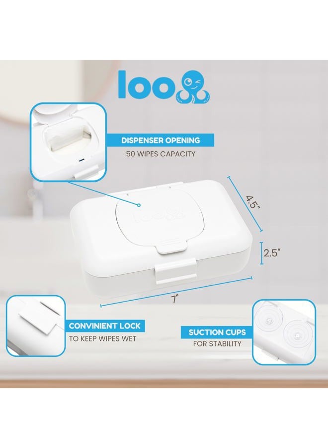 Loo 2-Pack Loo Discreet Flushable Wipes Dispenser with No-Drill Suction Mount - Hygienic Stylish Wet Wipe Holder for Bathroom & Toilet, Reusable Refillable Container - Image 5