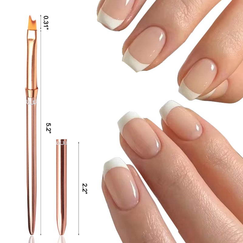 SILPECWEE 1pc French Nail Brush Acrylic Nail Art Brushes Rose Gold Nail Pen Nail Design Brush French Tip Brush for Nails Nail Polish Brushes French Manicure Brush - Image 4