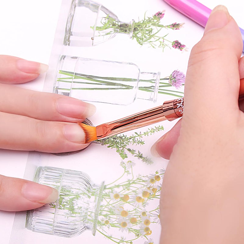 SILPECWEE 1pc French Nail Brush Acrylic Nail Art Brushes Rose Gold Nail Pen Nail Design Brush French Tip Brush for Nails Nail Polish Brushes French Manicure Brush - Image 3