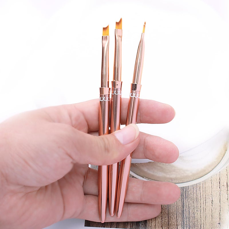 SILPECWEE 1pc French Nail Brush Acrylic Nail Art Brushes Rose Gold Nail Pen Nail Design Brush French Tip Brush for Nails Nail Polish Brushes French Manicure Brush - Image 2