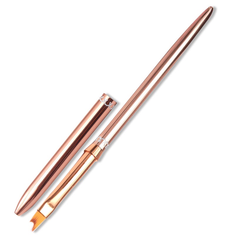 SILPECWEE 1pc French Nail Brush Acrylic Nail Art Brushes Rose Gold Nail Pen Nail Design Brush French Tip Brush for Nails Nail Polish Brushes French Manicure Brush - Image 1