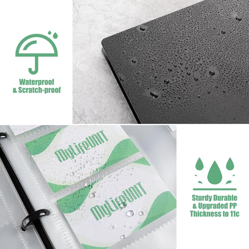 MYLIFEUNIT كتاب بطاقات العمل من MyLifeUNIT، حامل بطاقات الاسم بسعة 600 بطاقة عمل، ملف تخزين بطاقات الائتمان (أسود) - Image 5