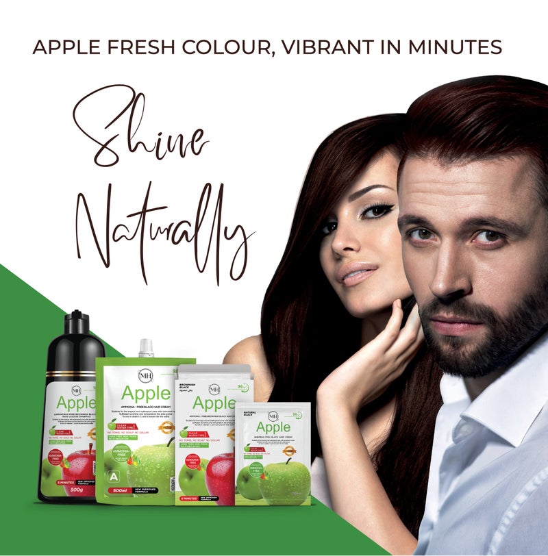 MH Apple Ammonia Free Hair Colour Cream Brownish Black Gentle, Moisturizing, Fade-Resistant, Easy At-Home Use 10 X 30 ml - Image 3