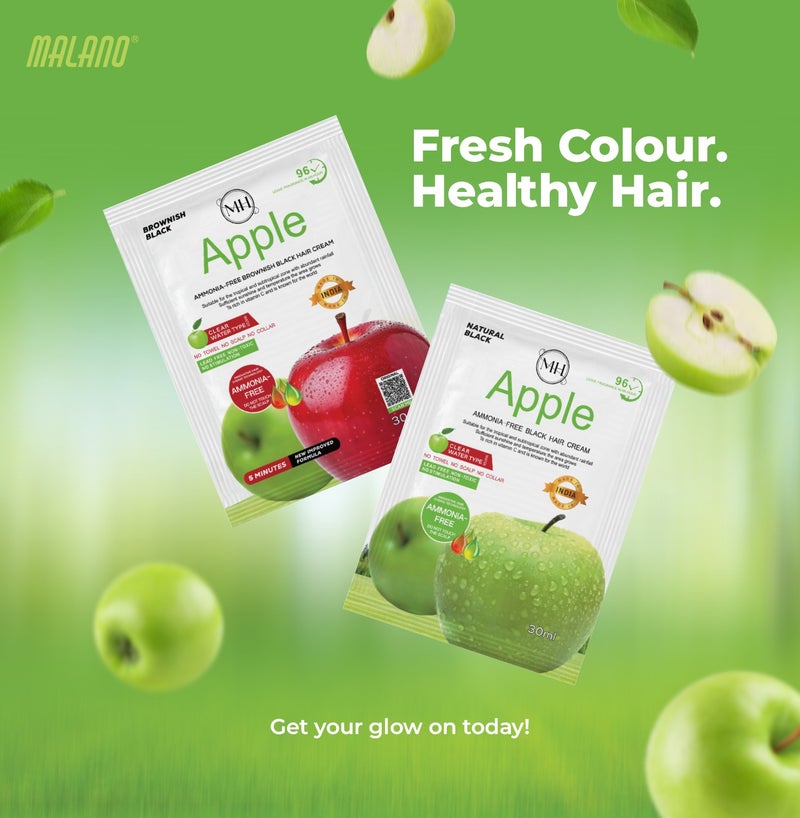 MH Apple Ammonia Free Hair Colour Cream Brownish Black Gentle, Moisturizing, Fade-Resistant, Easy At-Home Use 10 X 30 ml - Image 4
