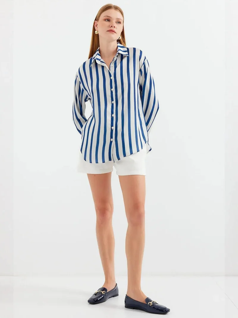 BIG DART BDART Satin Long Sleeve Button Up Shirt