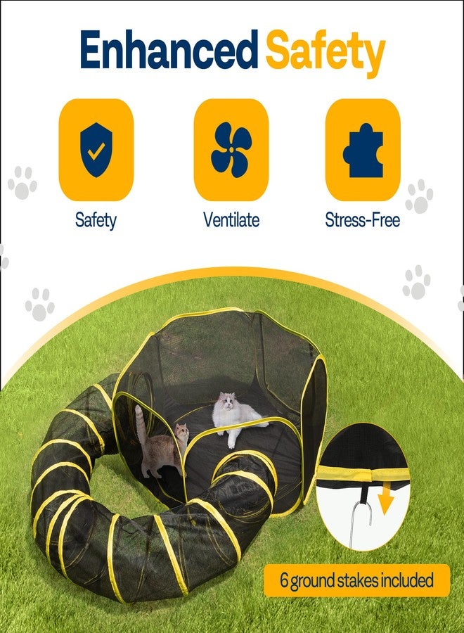 VIVOHOME Outdoor Cat Enclosures 2-in-1, Portable Catio w/Cat Tent, Circle Playpen Tunnel, for Kitty and Small Animals,w/Storage Bag Removable Bottom - Image 2