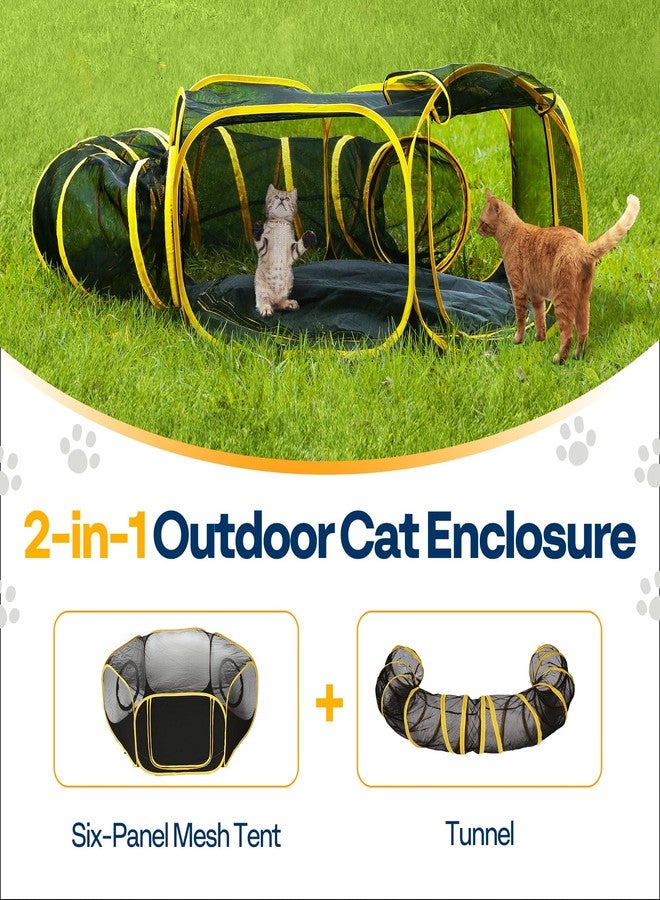 VIVOHOME Outdoor Cat Enclosures 2-in-1, Portable Catio w/Cat Tent, Circle Playpen Tunnel, for Kitty and Small Animals,w/Storage Bag Removable Bottom - Image 3