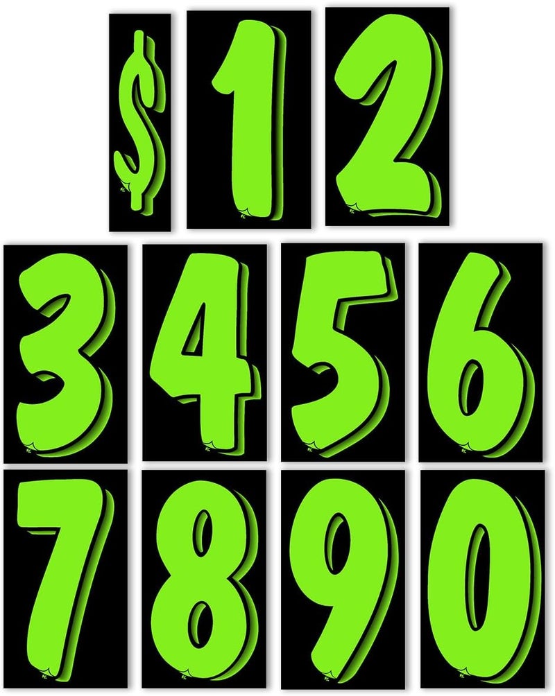 Versa-Tags 11 Dozen Green & Black Windshield Pricing Stickers - 7.5 Inch Numbers for Car Dealers - Image 1
