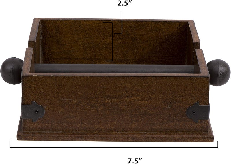 Creative CoOp Square Wood Napkin Holder with Metal Bar - Image 2