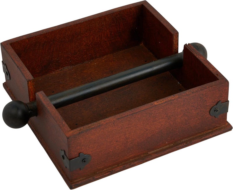 Creative CoOp Square Wood Napkin Holder with Metal Bar - Image 1