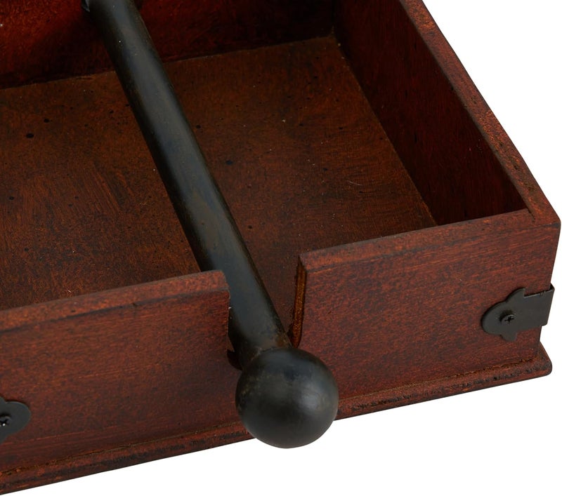 Creative CoOp Square Wood Napkin Holder with Metal Bar - Image 5