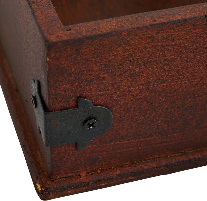 Creative CoOp Square Wood Napkin Holder with Metal Bar - Image 4
