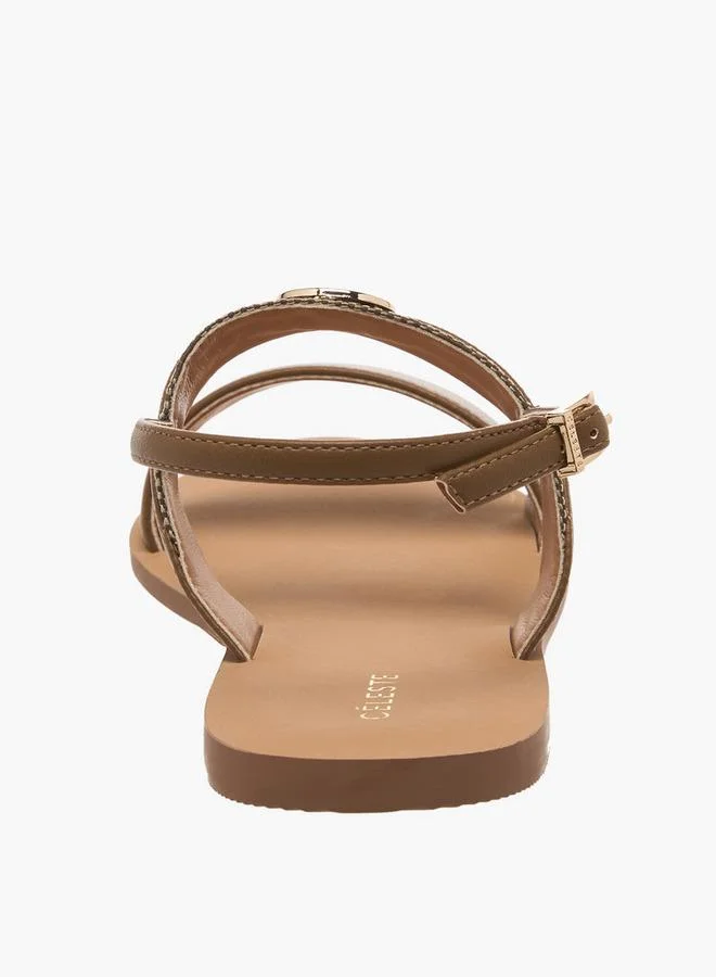Celeste BROWN Women Printed Buckle Closure Sandals for Women | Best Price UAE