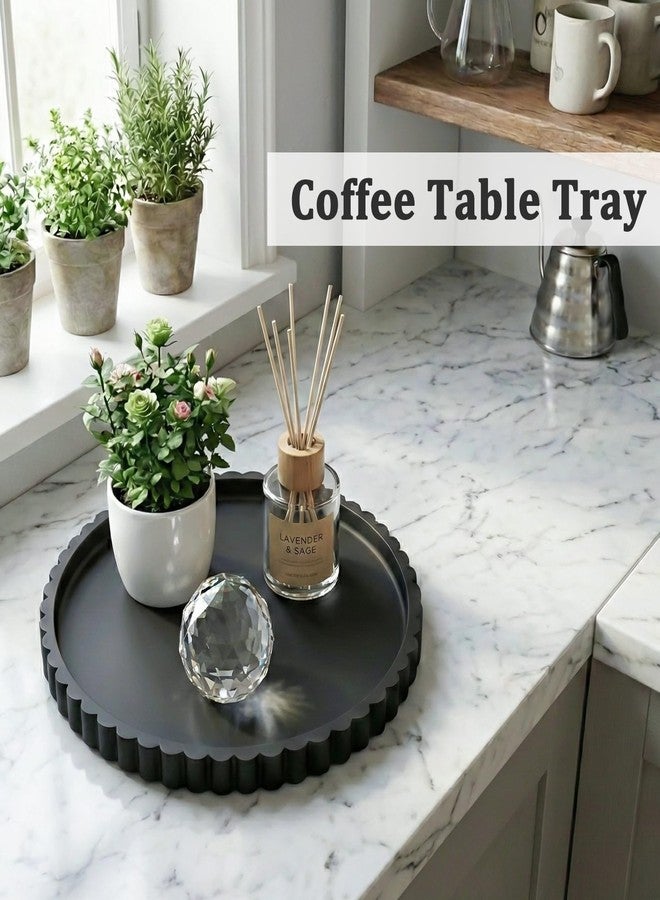HighHerz Bathroom Countertop and Vanity Tray-10 Inch Round Silicone Bathroom Tray,Modern Bathroom Decor，Coffee Table Decor，Decorative Tray for Candle，Perfume, Plants (Black) - Image 4