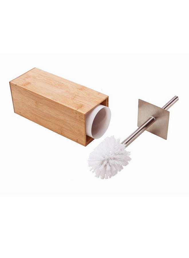GOBAM Bamboo Toilet Bowl Cleaner with Holder for All Toilet Types - Hidden Stainless Steel Toilet Brush - Bathroom Cleaning Brushes - Toilet Accessories - Natural - Image 1
