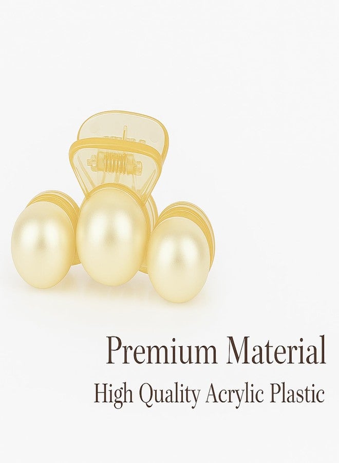 ANNACREATIONS ANNA CREATIONS 3 Pcs Pearl Hair Clutcher for Women & Girls - Stylish Mini Hair Claw Clips Strong Hold Non-Slip Hair Accessories for Party, Wedding, Hairstyles - Image 3