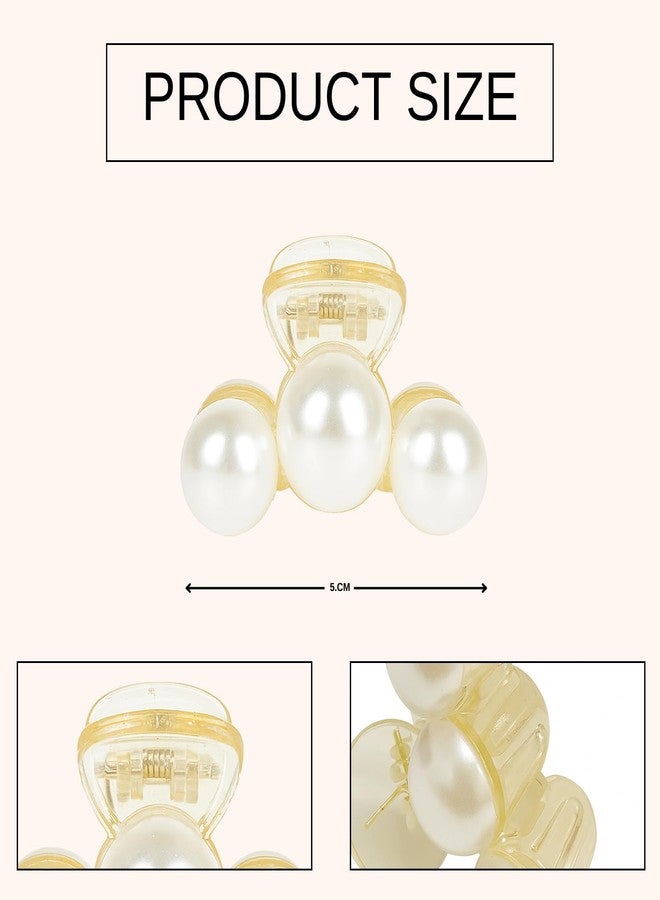ANNACREATIONS ANNA CREATIONS 3 Pcs Pearl Hair Clutcher for Women & Girls - Stylish Mini Hair Claw Clips Strong Hold Non-Slip Hair Accessories for Party, Wedding, Hairstyles - Image 2