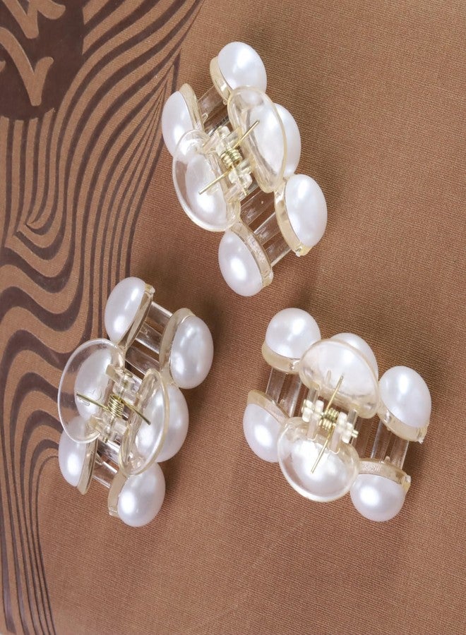 ANNACREATIONS ANNA CREATIONS 3 Pcs Pearl Hair Clutcher for Women & Girls - Stylish Mini Hair Claw Clips Strong Hold Non-Slip Hair Accessories for Party, Wedding, Hairstyles - Image 5