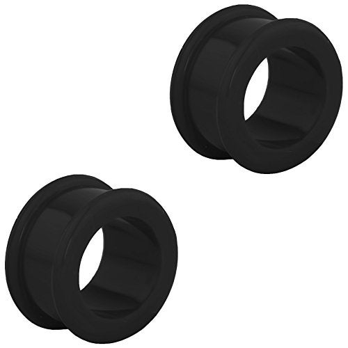 Forbidden Body Jewelry Set of Black 5/8 Inch Ultra Soft Comfort Fit Silicone Ear Gauges, 16mm Flat Double Flared Tunnel Plug Earrings - Image 1