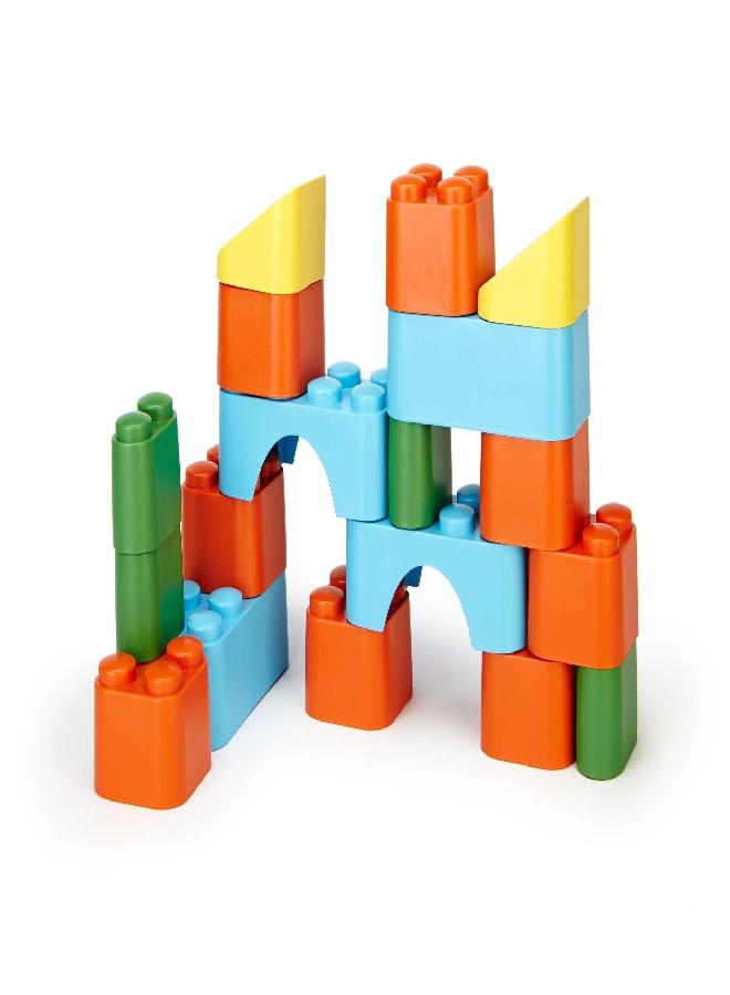 Green Toys Block Set - 18 Piece Pretend Play, Motor Skills, Building and Stacking Kids Toy Set. No BPA, phthatates, PVC. Dishwasher Safe, Recycled Plastic, Made in USA. - Image 1