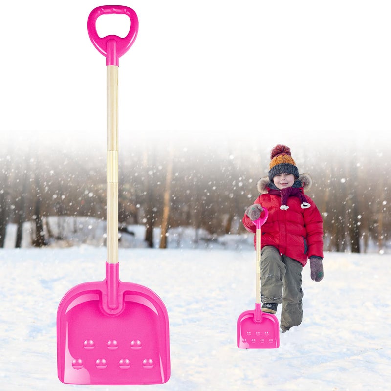 Fantang 2PCS Kids Snow Shovel, 32" H Detachable Wooden Childs Snow Shovel with Plastic D-Grip Handle and Scoop Winter Children Shovel Blue Pink Toddler Shovel Outdoor Play Snow Gift for Boy Girl Snow Removal - Image 1